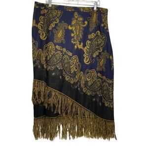 Lane Bryant Paisley A-Line Skirt Fringed Size 18
